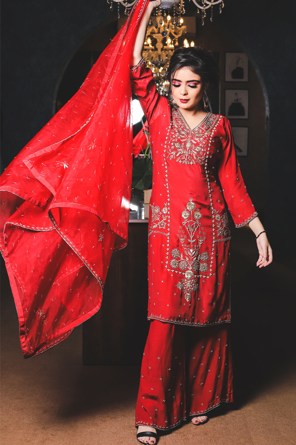 Zari Embroidered Festive Salwar Suit Set