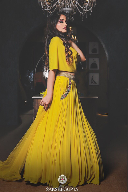 Vibrant Yellow Designer Lehenga Set – Sakshi Gupta