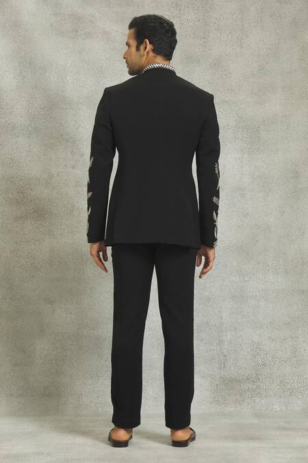 Black Floral Embroidered Indo-Western Suit