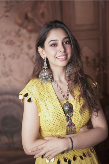 Yellow Mirror Work Lehenga Set – Festive Ethnic Wear