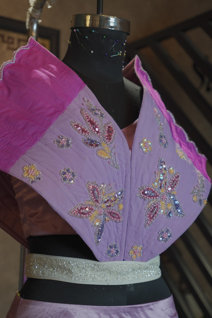 Dreamy Ombre Pleated Lehenga with Embroidered Collar Blouse