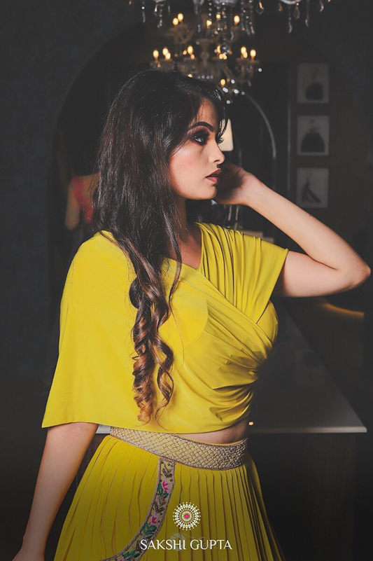 Vibrant Yellow Designer Lehenga Set – Sakshi Gupta