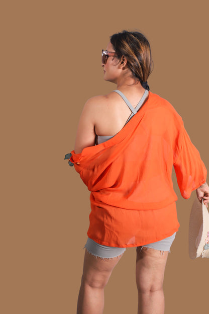 Tangerine Glow Embroidered Co-ord Set