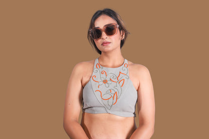 Tangerine Glow Embroidered Co-ord Set