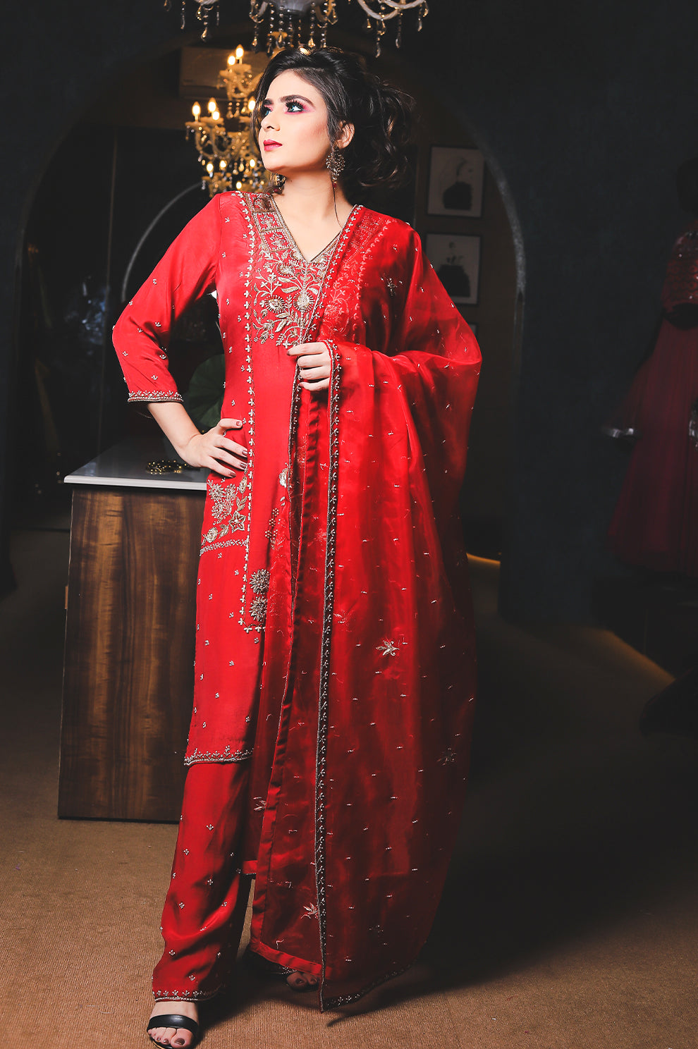 Zari Embroidered Festive Salwar Suit Set