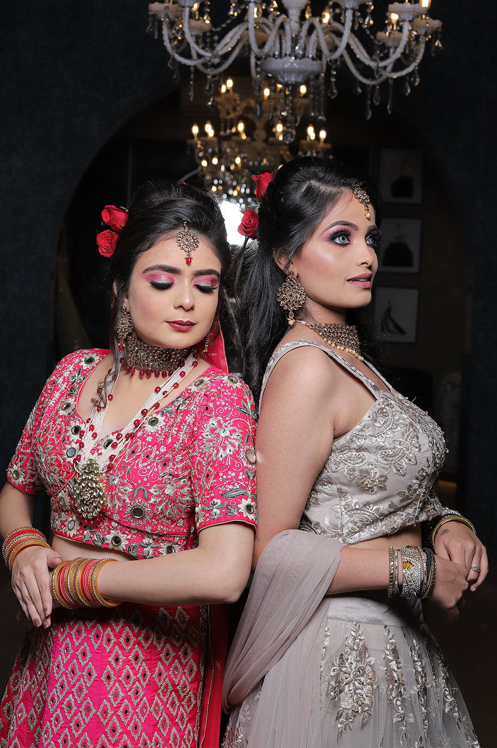 Radiant Red Bridal Lehenga Choli with Intricate Silver Embroidery