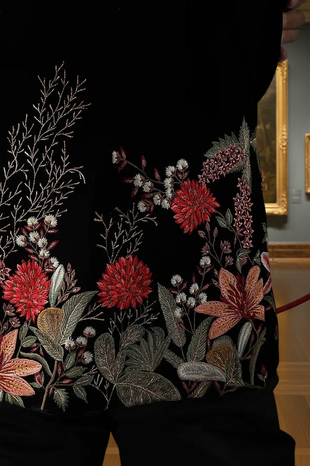 Black Velvet Embroidered Tuxedo Jacket