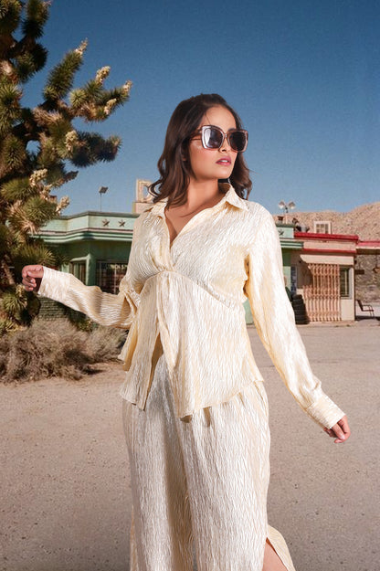 Champagne Textured Satin Co-ord Set