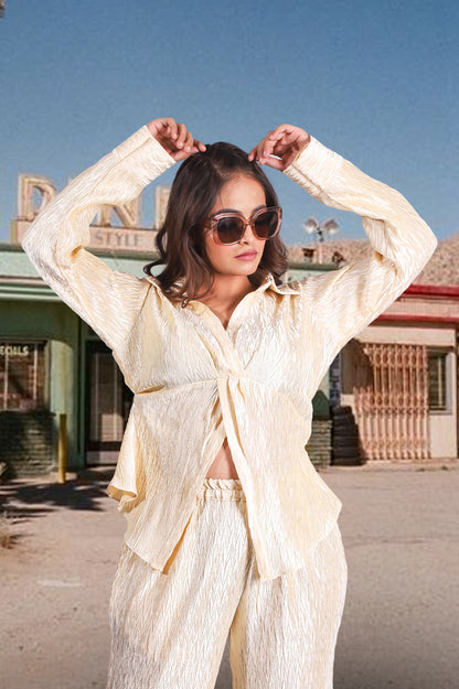 Champagne Textured Satin Co-ord Set